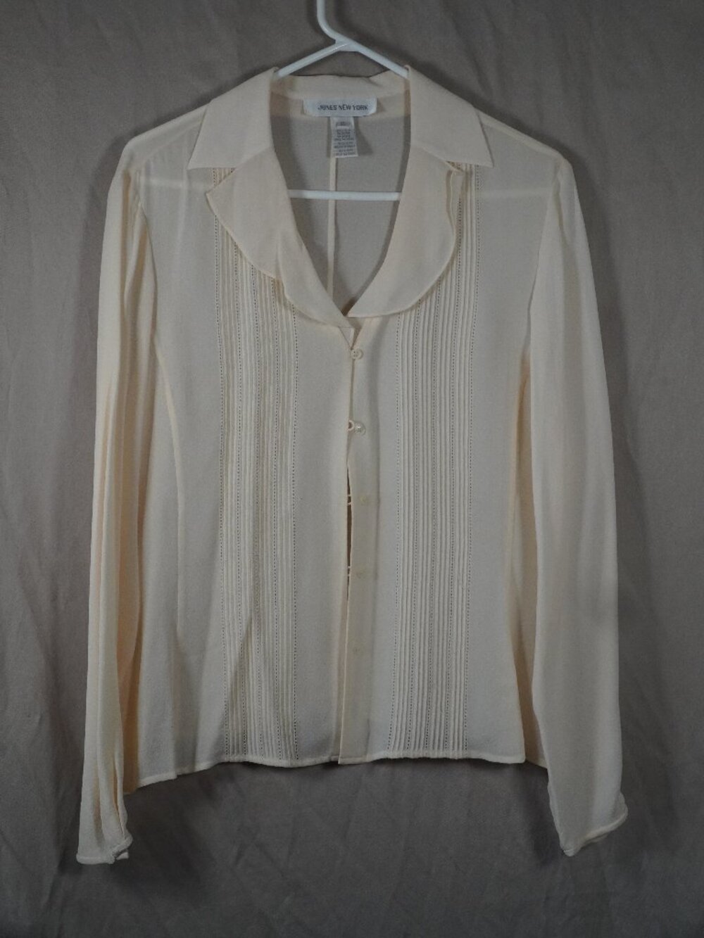 Vintage Jones New York sheer cream silk blouse